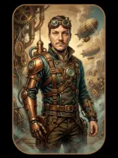 Steampunk Explorer-style AI superhero artwork